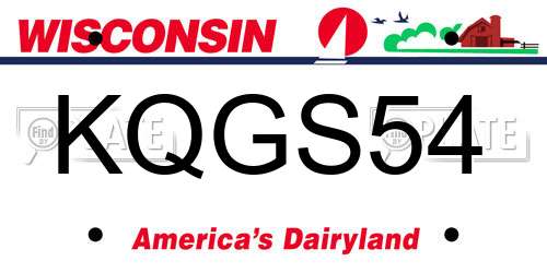 KQGS54 Wisconsin License Plate
