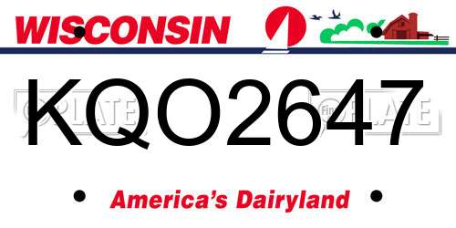 KQO2647 Wisconsin License Plate
