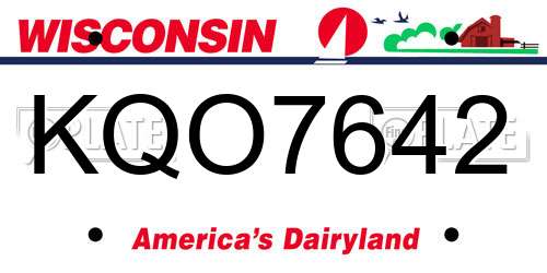 KQO7642 Wisconsin License Plate