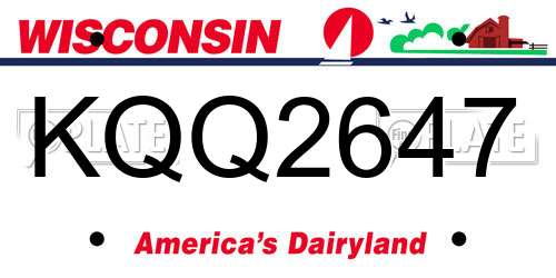 KQQ2647 Wisconsin License Plate