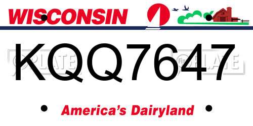 KQQ7647 Wisconsin License Plate
