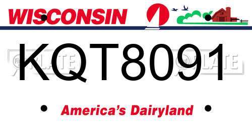 KQT8091 Wisconsin License Plate