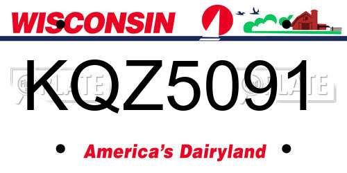 KQZ5091 Wisconsin License Plate