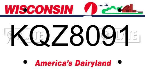 KQZ8091 Wisconsin License Plate
