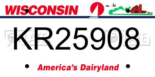 KR25908 Wisconsin License Plate