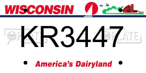 KR3447 Wisconsin License Plate