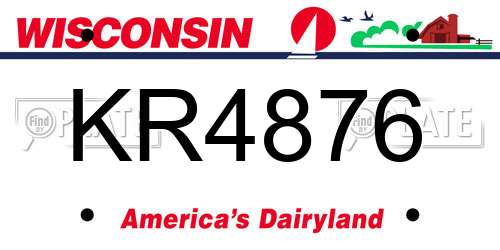 KR4876 Wisconsin License Plate