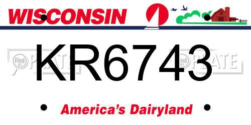 KR6743 Wisconsin License Plate