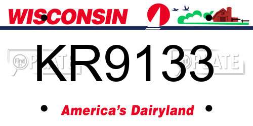 KR9133 Wisconsin License Plate