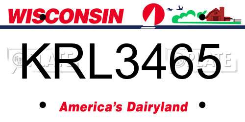 KRL3465 Wisconsin License Plate