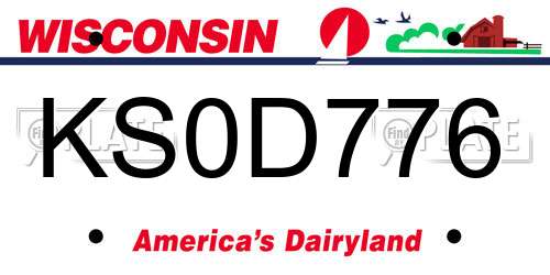 KS0D776 Wisconsin License Plate