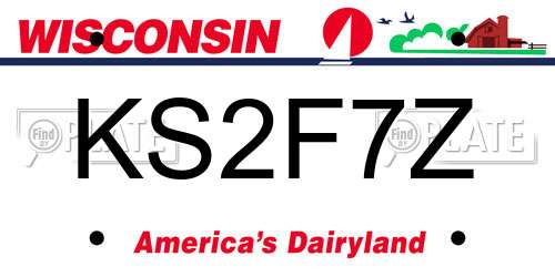 KS2F7Z Wisconsin License Plate