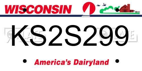 KS2S299 Wisconsin License Plate