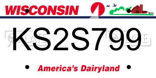 KS2S799 Wisconsin License Plate
