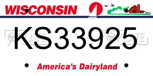 KS33925 Wisconsin License Plate