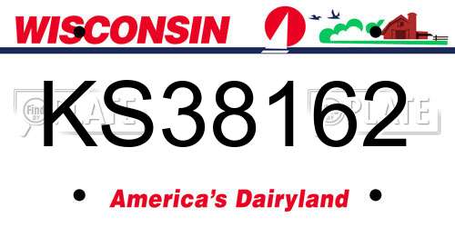KS38162 Wisconsin License Plate