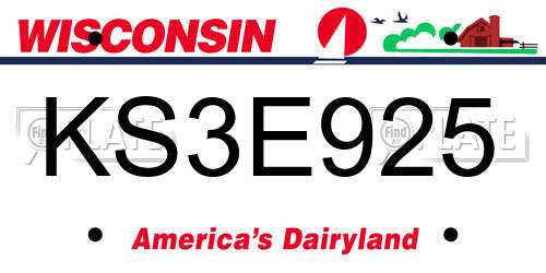 KS3E925 Wisconsin License Plate
