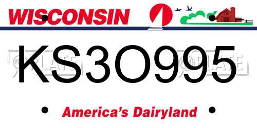 KS3O995 Wisconsin License Plate