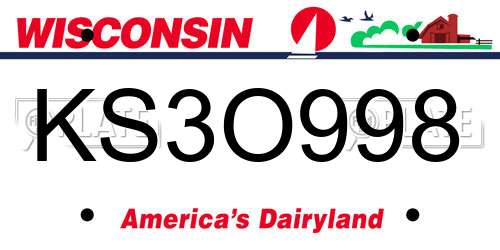 KS3O998 Wisconsin License Plate