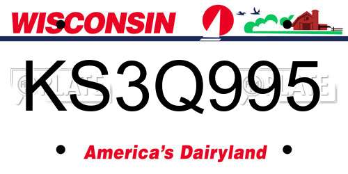 KS3Q995 Wisconsin License Plate