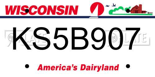 KS5B907 Wisconsin License Plate