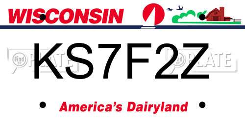 KS7F2Z Wisconsin License Plate