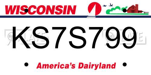 KS7S799 Wisconsin License Plate