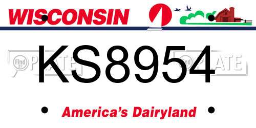 KS8954 Wisconsin License Plate