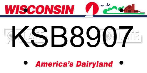 KSB8907 Wisconsin License Plate