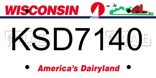 KSD7140 Wisconsin License Plate