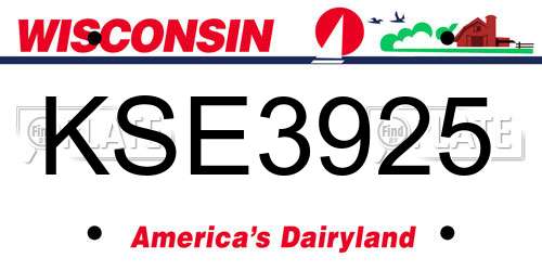 KSE3925 Wisconsin License Plate