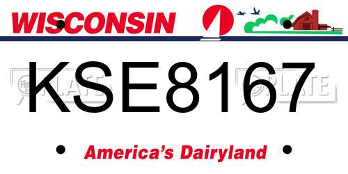KSE8167 Wisconsin License Plate