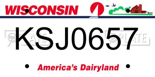 KSJ0657 Wisconsin License Plate