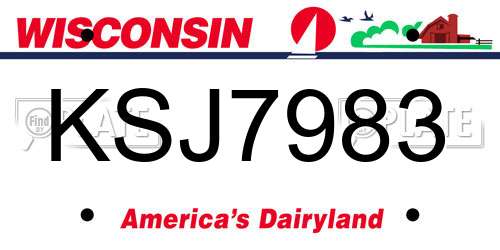 KSJ7983 Wisconsin License Plate