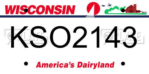 KSO2143 Wisconsin License Plate