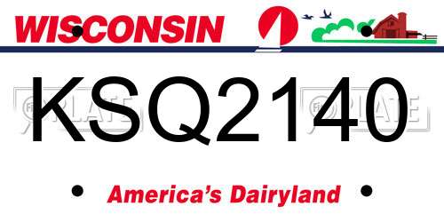 KSQ2140 Wisconsin License Plate