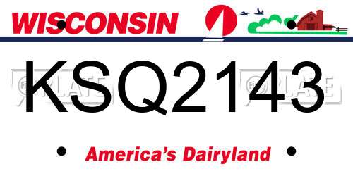 KSQ2143 Wisconsin License Plate