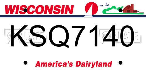 KSQ7140 Wisconsin License Plate