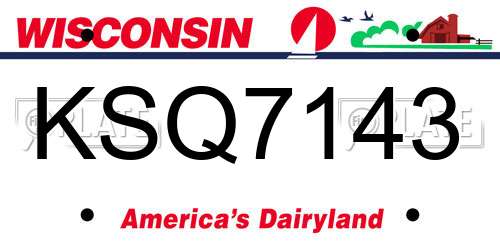 KSQ7143 Wisconsin License Plate