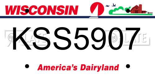 KSS5907 Wisconsin License Plate