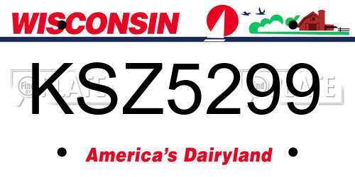 KSZ5299 Wisconsin License Plate