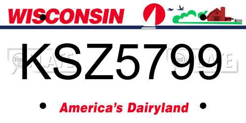 KSZ5799 Wisconsin License Plate
