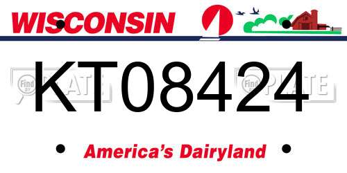 KT08424 Wisconsin License Plate