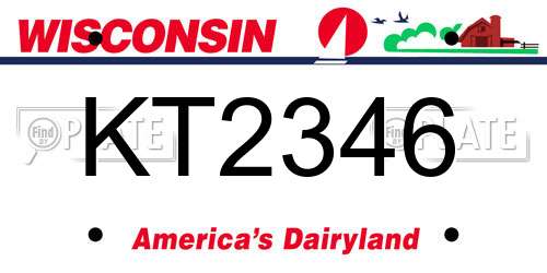 KT2346 Wisconsin License Plate