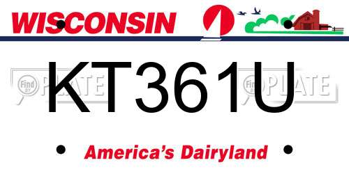 KT361U Wisconsin License Plate