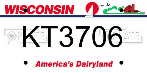 KT3706 Wisconsin License Plate