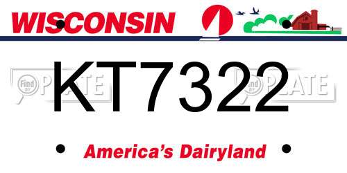 KT7322 Wisconsin License Plate