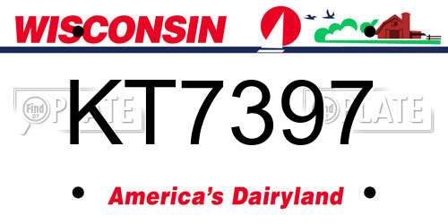 KT7397 Wisconsin License Plate
