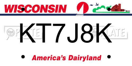 KT7J8K Wisconsin License Plate