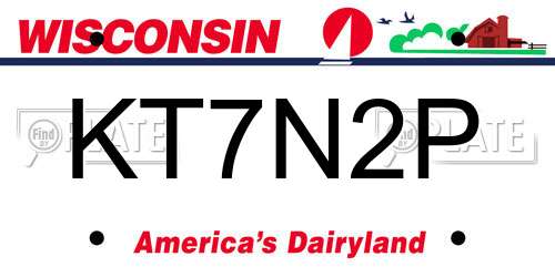 KT7N2P Wisconsin License Plate